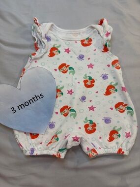 🐥 Disney  - Little Mermaid - Ariel short sleeve romper. One piece Size 3 mo